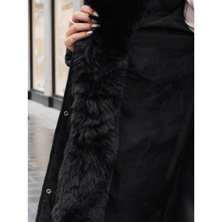 Črna dolga jakna s krznom TY4702z