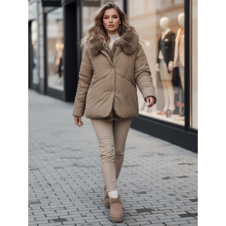 Ženska svetlo bež jakna s krznom TY4665z