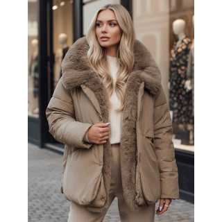 Ženska svetlo bež jakna s krznom TY4665z