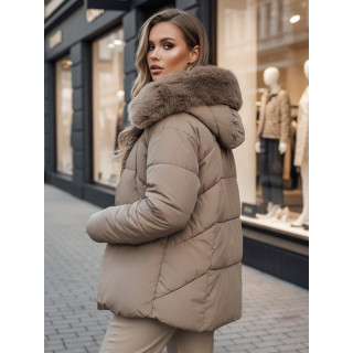 Ženska svetlo bež jakna s krznom TY4665z