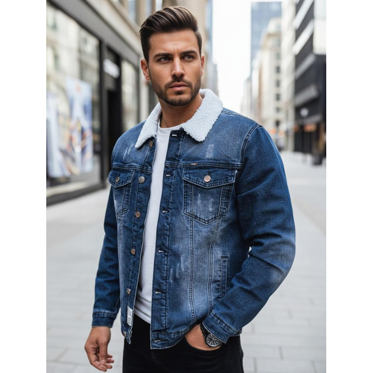 Modra moška jeans jakna za zimo TX4727z