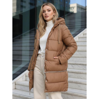 Rjava ženska jakna z nastavljivo dolžino TY5167