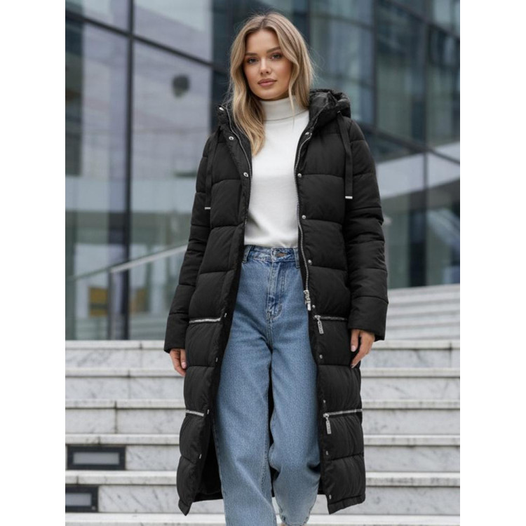 Ženska črna jakna z nastavljivo dolžino TY5151