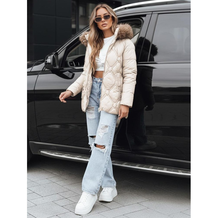 Ženska prešita jakna v ecru barvi TY5513