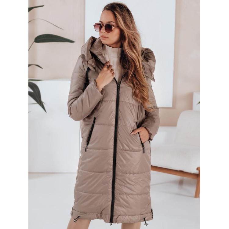 Temno bež dolga ženska jakna TY5027