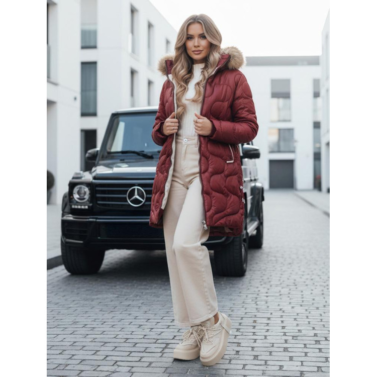 Bordo prešita ženska jakna TY4935