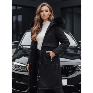 Črna ženska parka s krznom TY5113