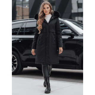Črna ženska parka s krznom TY5113
