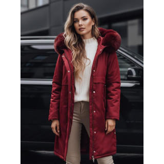 Ženska bordo parka s krznom TY5114