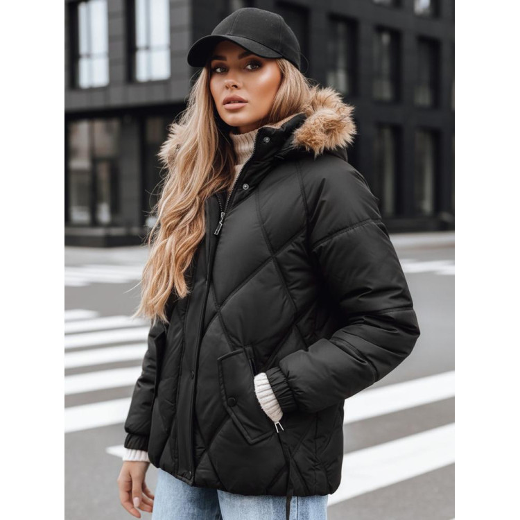 Ženska črna prešita jakna TY5232