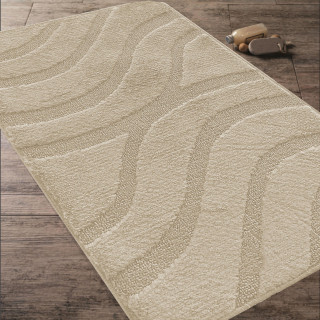 Nedrseča bež kopalniška in straniščna preproga