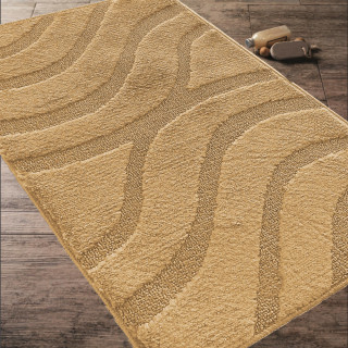 Temno bež kopalniška in straniščna preproga z izrezom