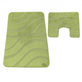 Svetlo zelena kopalniška in straniščna preproga z izrezom