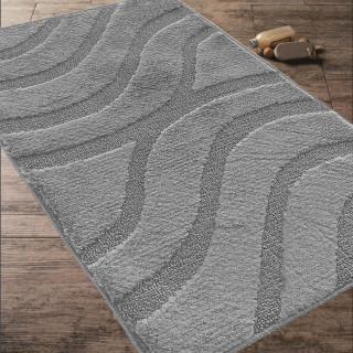 Siva kopalniška in straniščna preproga z izrezom