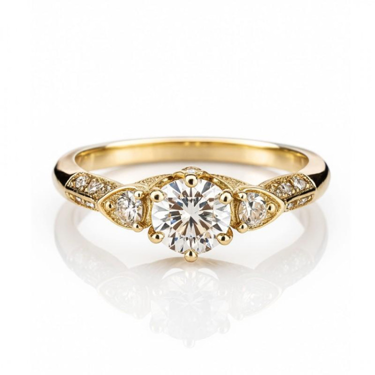 Eleganten pozlačen ženski prstan