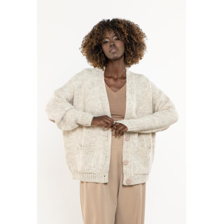 Ženski volneni bež kardigan