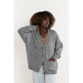 Ženski sivi volneni kardigan