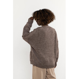 Ženski temno bež volneni kardigan