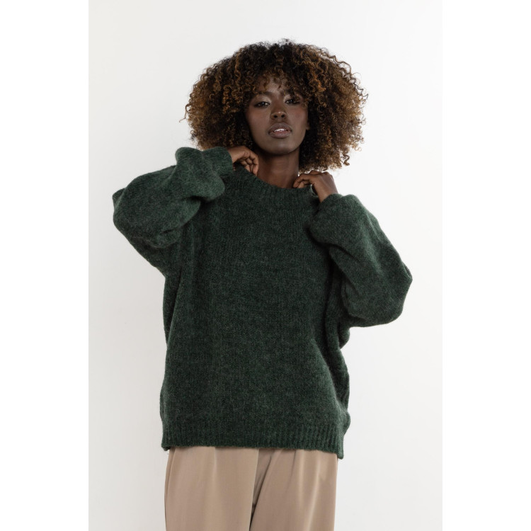Topel zelen ženski pulover