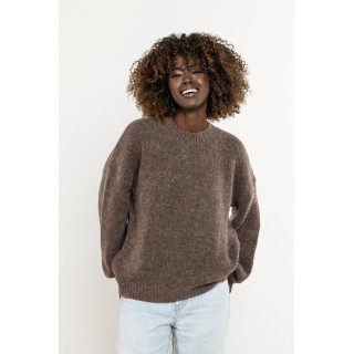 Ženski temno bež topel pulover