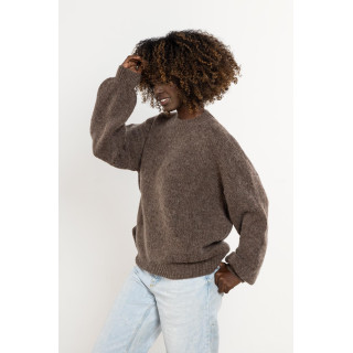 Ženski temno bež topel pulover