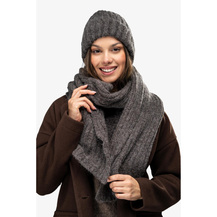 Ženska topla temno bež kapa