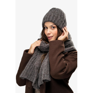 Ženska topla temno bež kapa