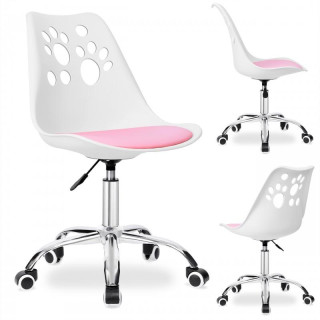 Otroški vrtljivi stol v beli in roza barvi
