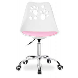 Otroški vrtljivi stol v beli in roza barvi