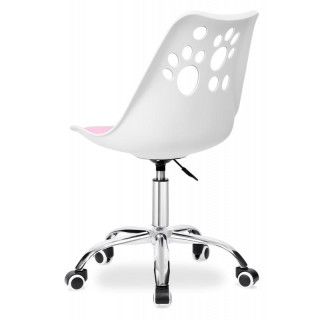 Otroški vrtljivi stol v beli in roza barvi