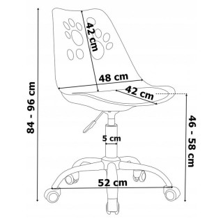 Otroški vrtljivi stol v beli in roza barvi