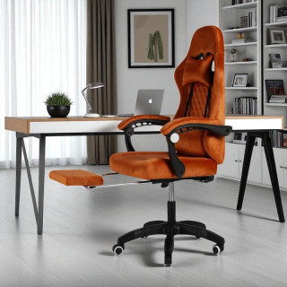 Vrtljiv stol iz velurja v opečnati barvi