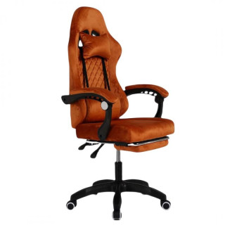 Vrtljiv stol iz velurja v opečnati barvi