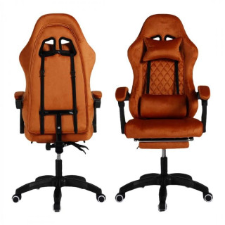 Vrtljiv stol iz velurja v opečnati barvi