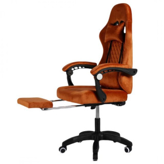 Vrtljiv stol iz velurja v opečnati barvi