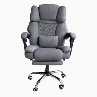 Pisarniški stol iz sive tkanine z naslonom za noge