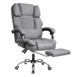 Pisarniški stol iz sive tkanine z naslonom za noge
