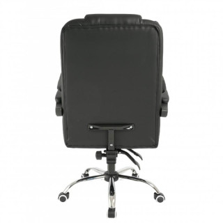 Črn usnjen pisarniški stol z naslonom za noge