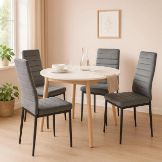 Usnjen oblazinjen stol v sivi barvi