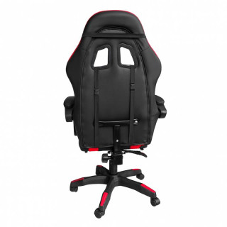 Črno-rdeč igralni stol z naslonom za noge