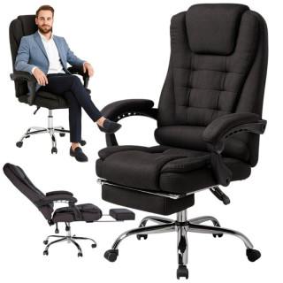 Črn pisarniški stol z naslonom za noge