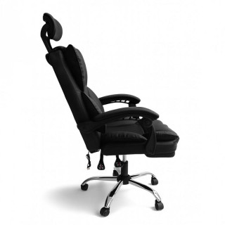 Črn pisarniški stol z naslonom za noge