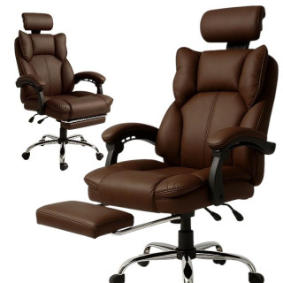 Rjav pisarniški stol z naslonom za noge