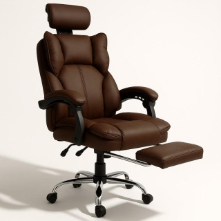 Rjav pisarniški stol z naslonom za noge
