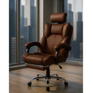 Rjav pisarniški stol z naslonom za noge