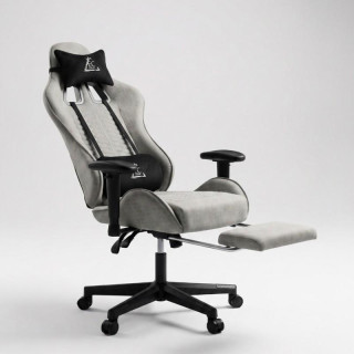 Igralni stol iz sive tkanine z naslonom za noge