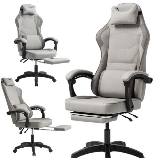 Igralni stol iz sive tkanine z naslonom za noge