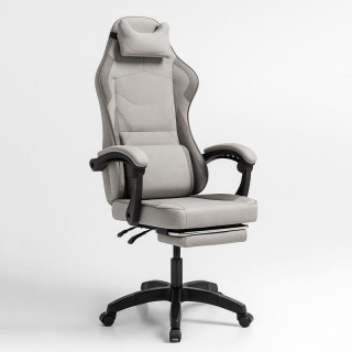 Igralni stol iz sive tkanine z naslonom za noge