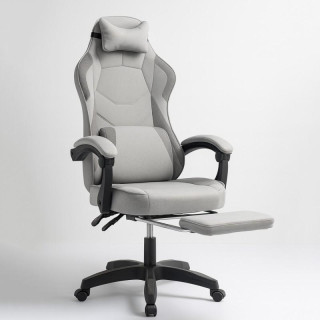 Igralni stol iz sive tkanine z naslonom za noge