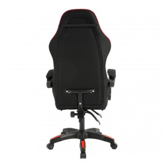Črno-rdeči blagajniški igralni stol z naslonom za noge